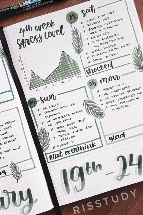 bullet journal theme example with plants