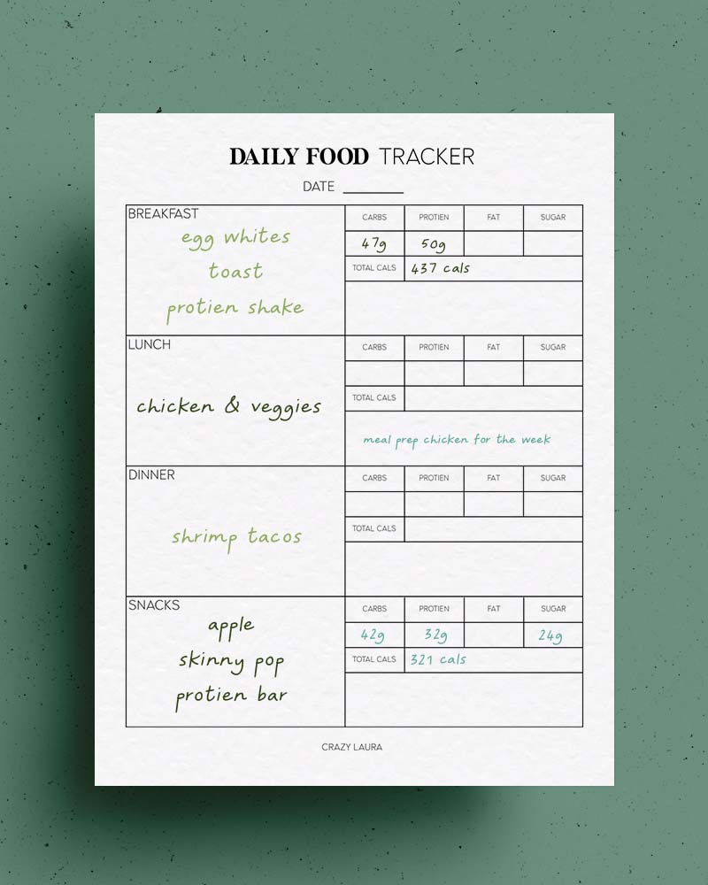 free weekly food tracker