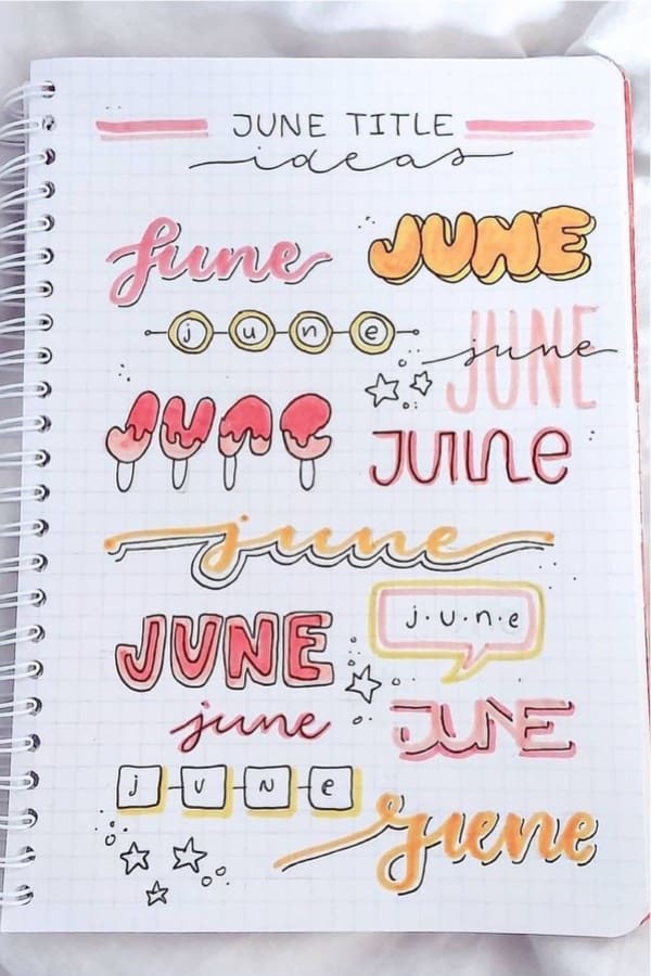 bujo title examples for summer time