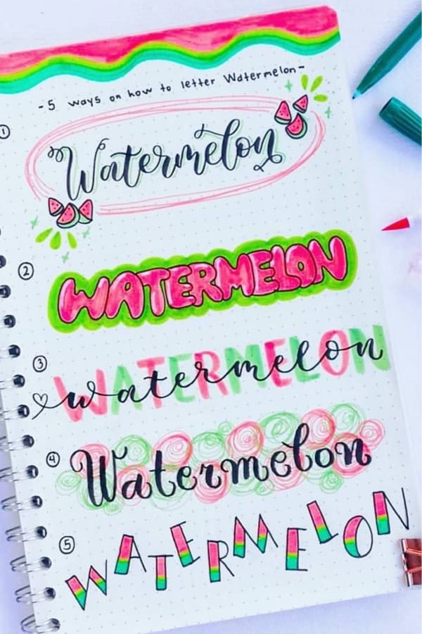 best header ideas for watermelon bujo theme
