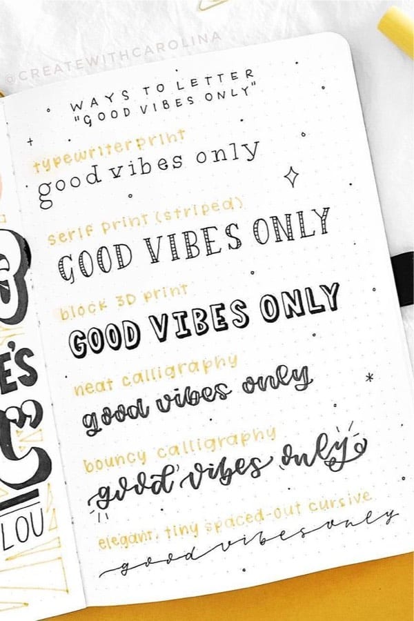 lettering inspiration for summer bujo layouts