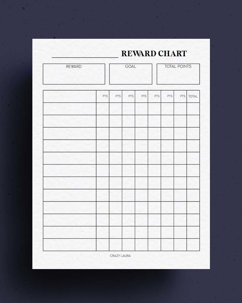 blank kids reward chart