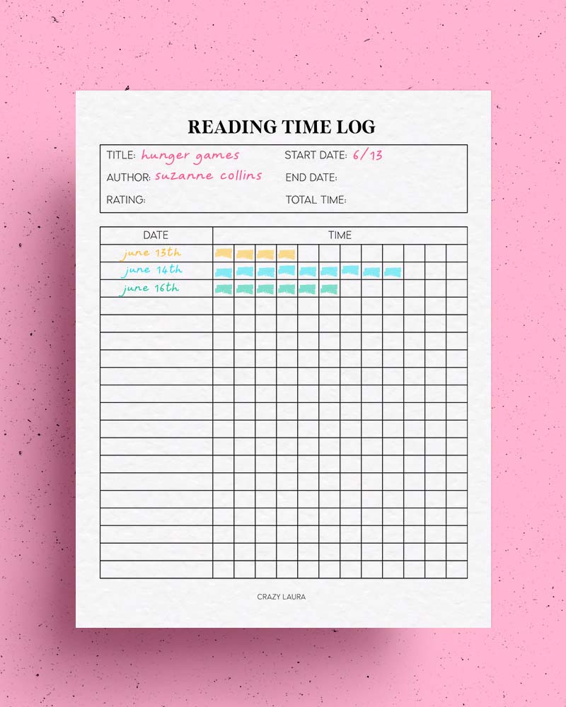 free reading time tracker for kids
