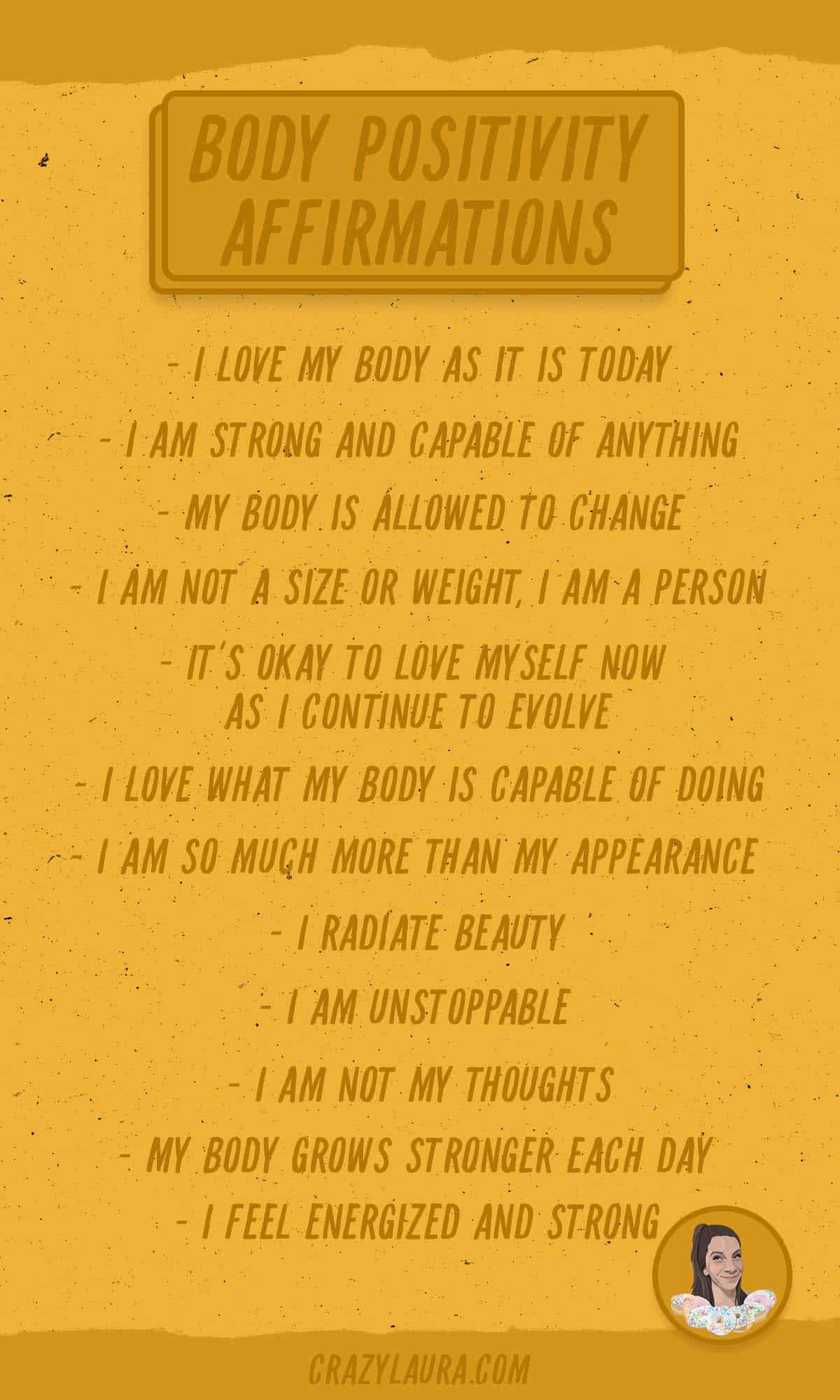 printable affirmation sayings about body image