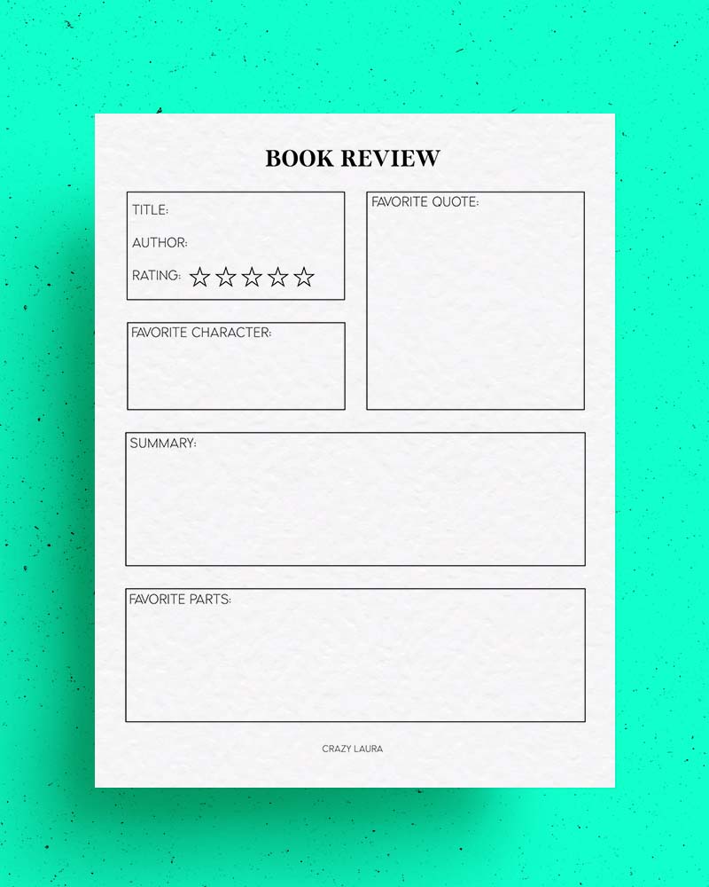 printable book review pdf