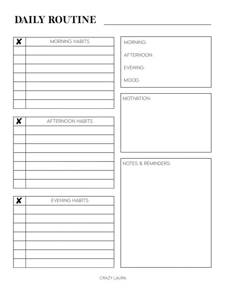 Watcher Routine Free Routine Tracker Printable With Daily & Weekly Versions - Crazy Laura
