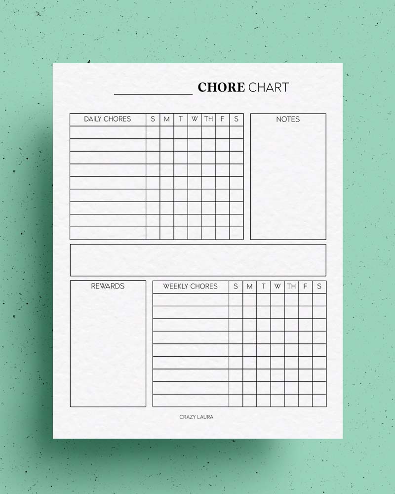 weekly chore tracker printable pdf