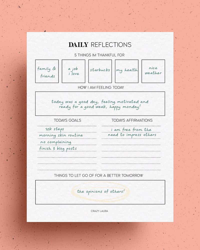 free reflection journal printable page