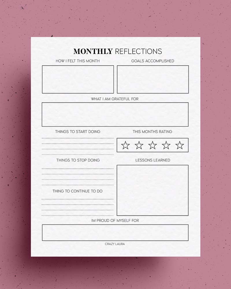 free monthly printable journal page