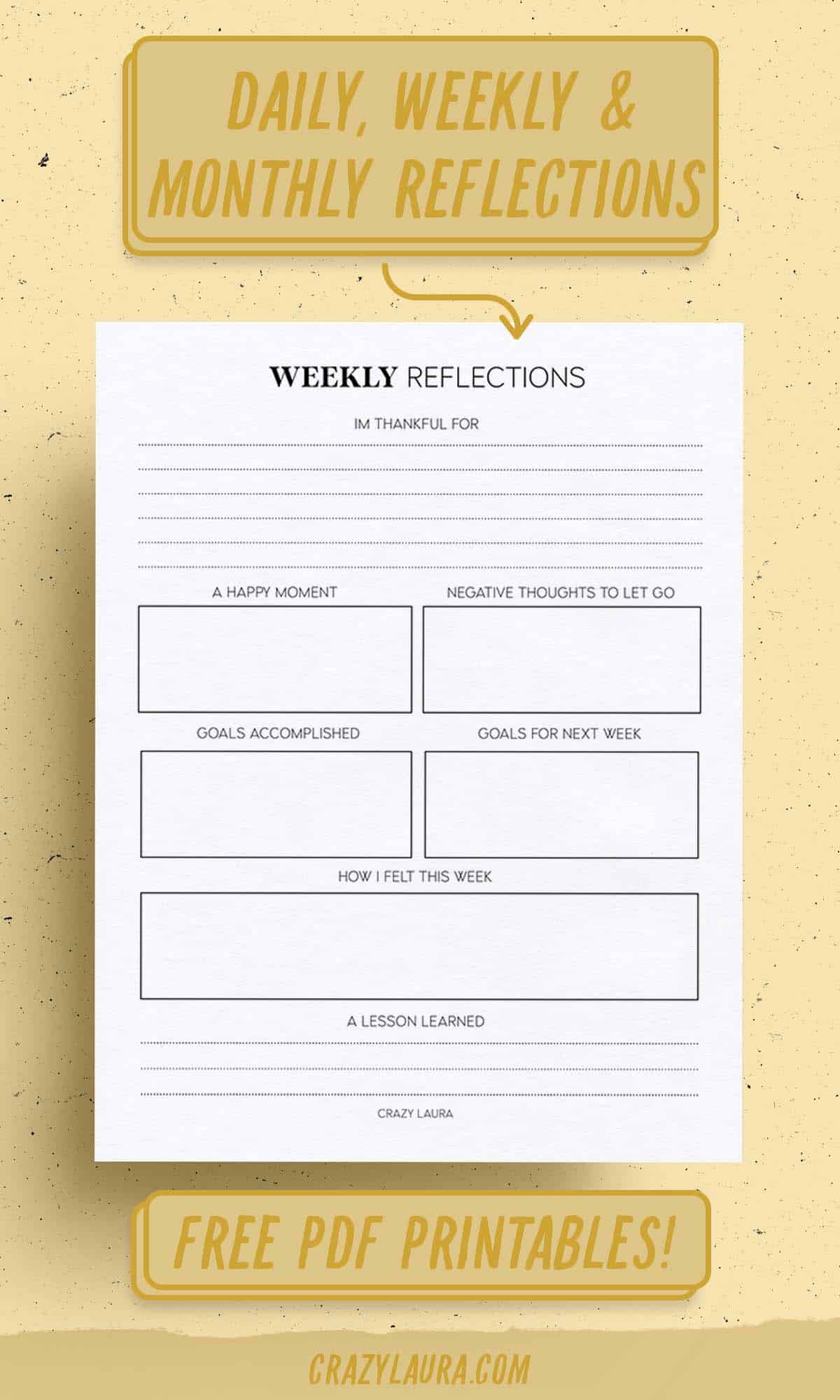 printable reflection pages