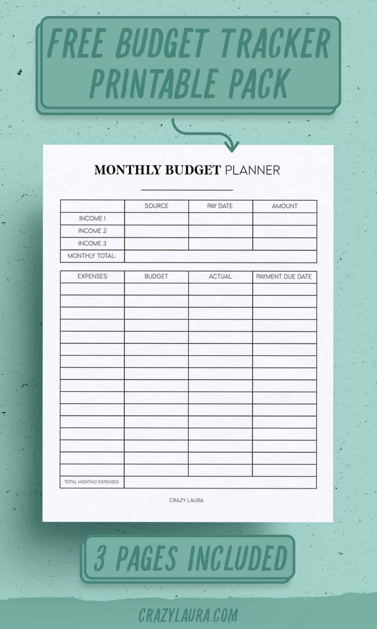printable pdf budget tracker