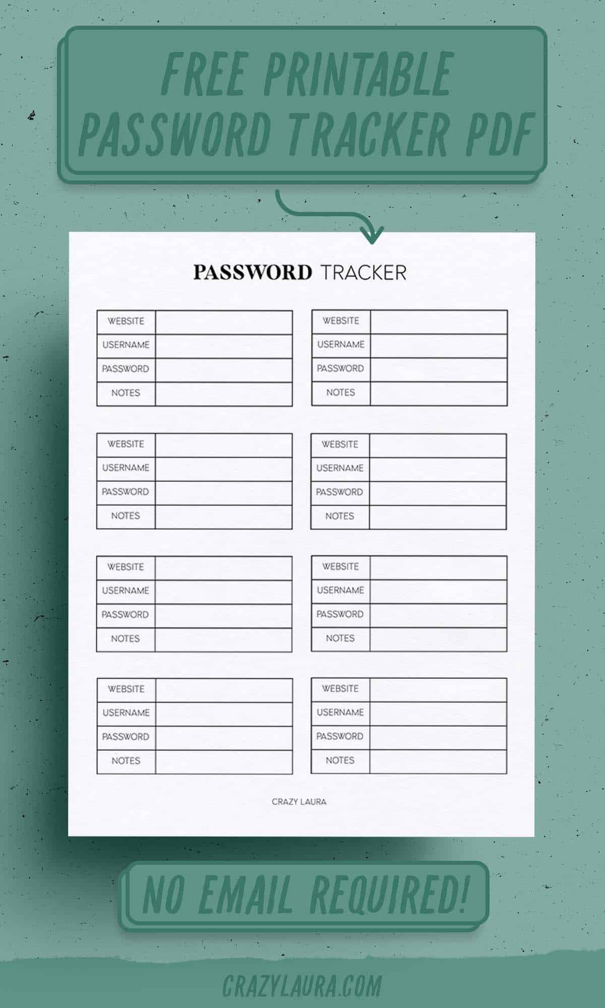 simple password log pdfs