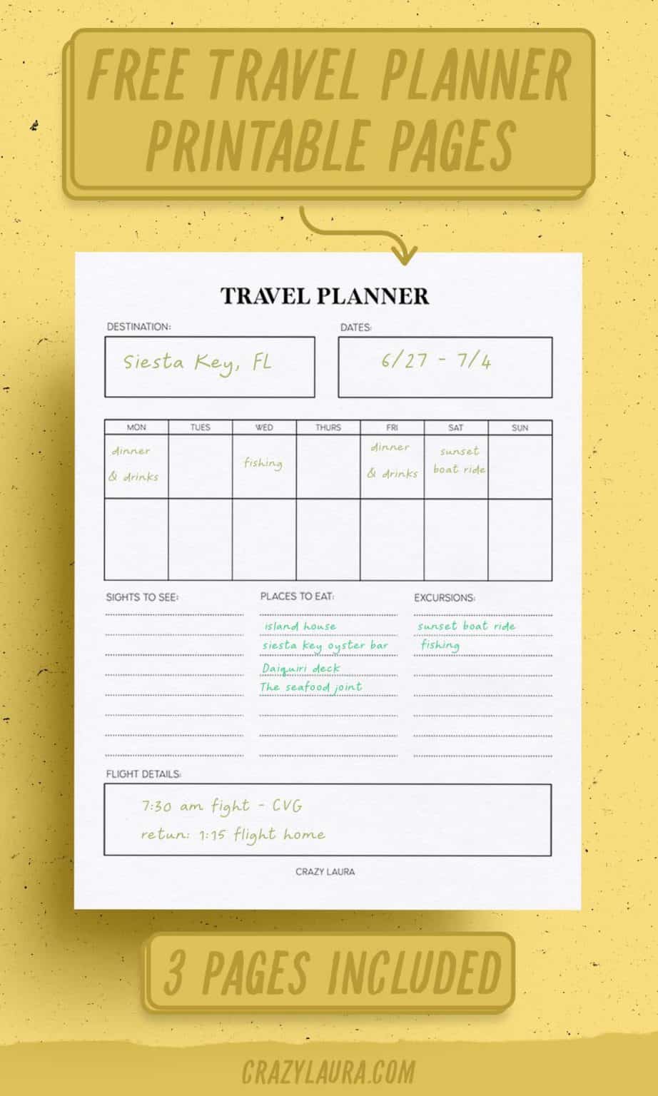 Free Travel Planner Printable & Packing List Tracker Sheets - Crazy Laura