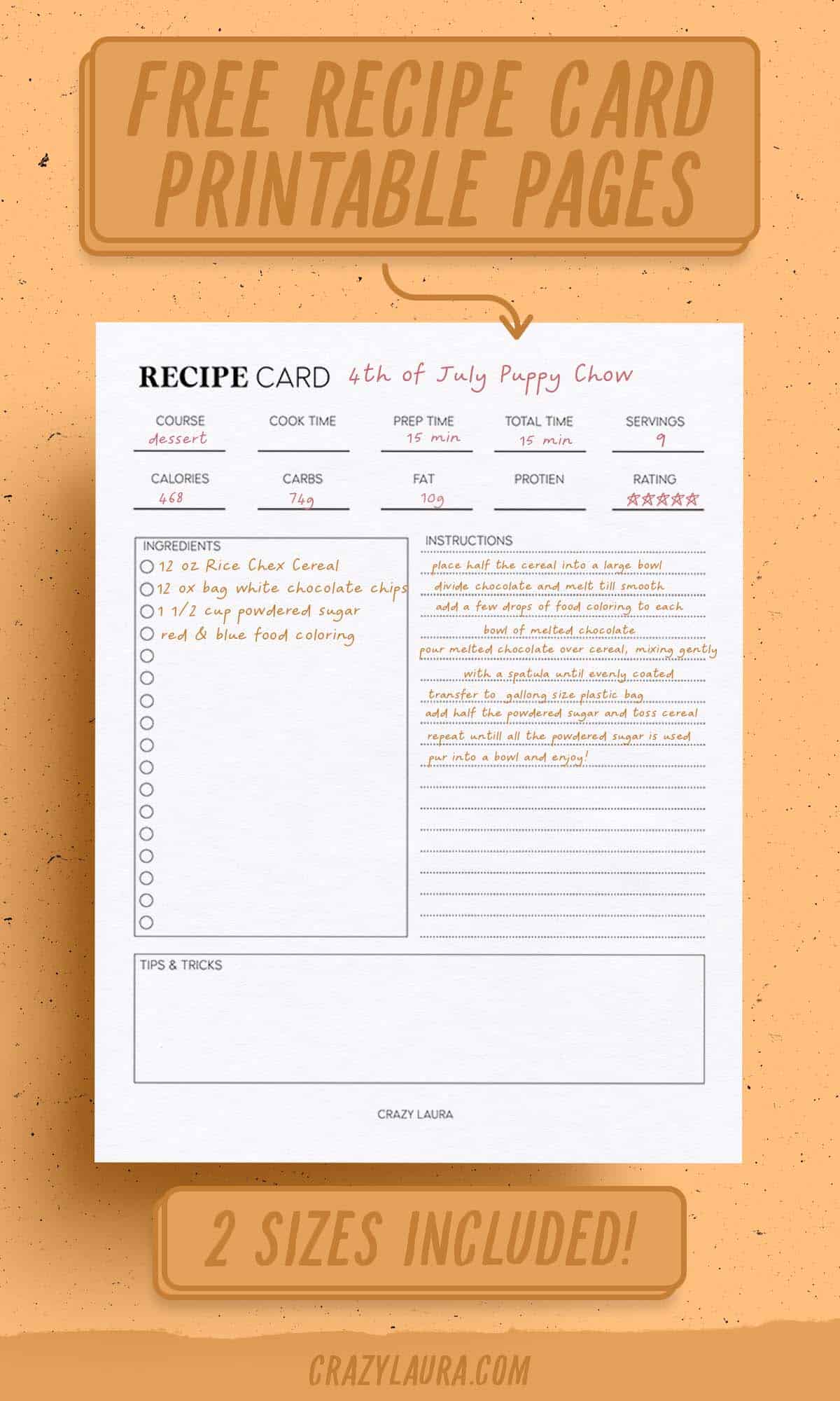 blank recipe card printables