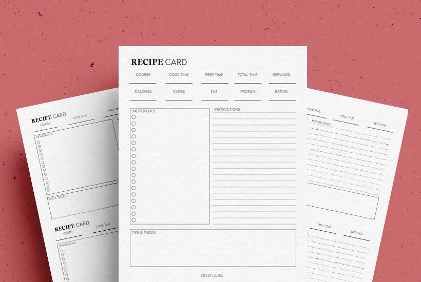 Free Recipe Card Printable Sheets With Two Layouts