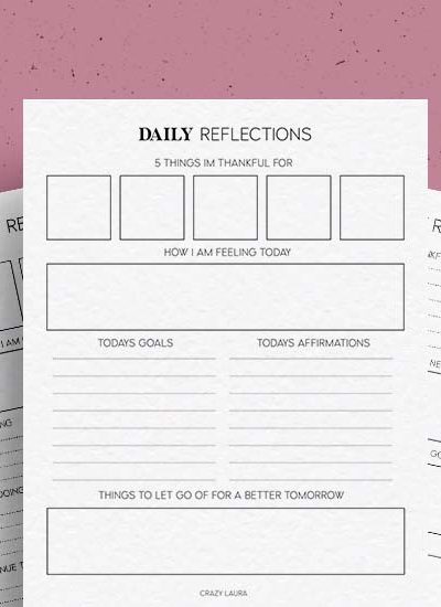 free printable reflection page inserts