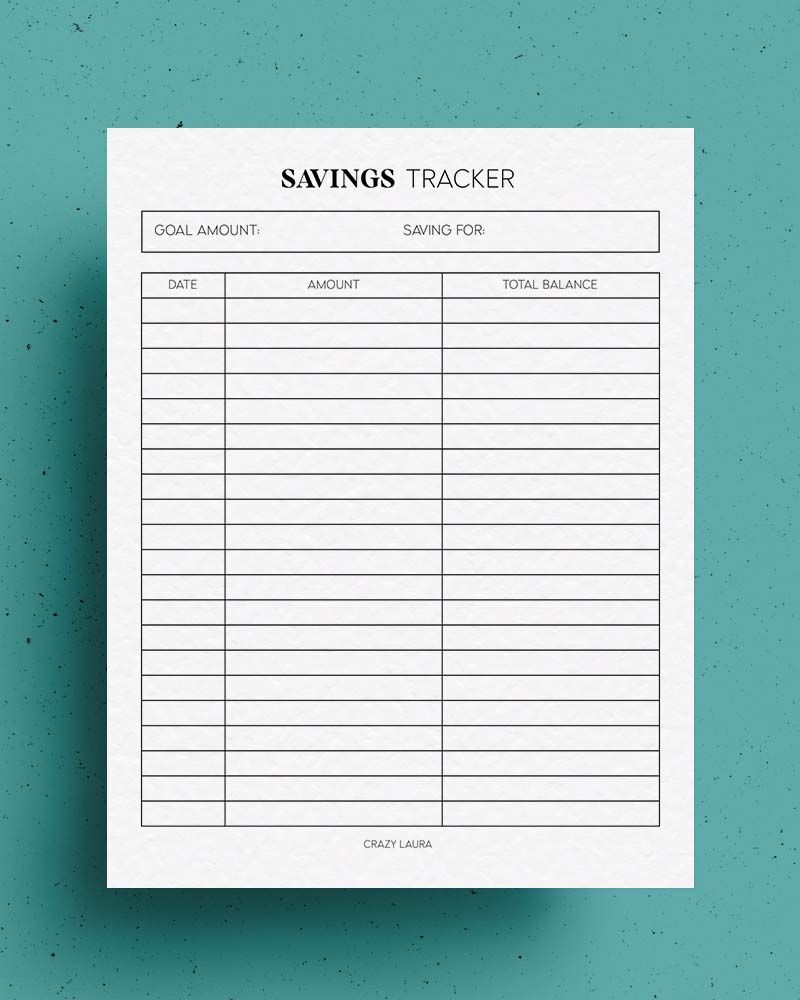 blank printable simple savings tracker