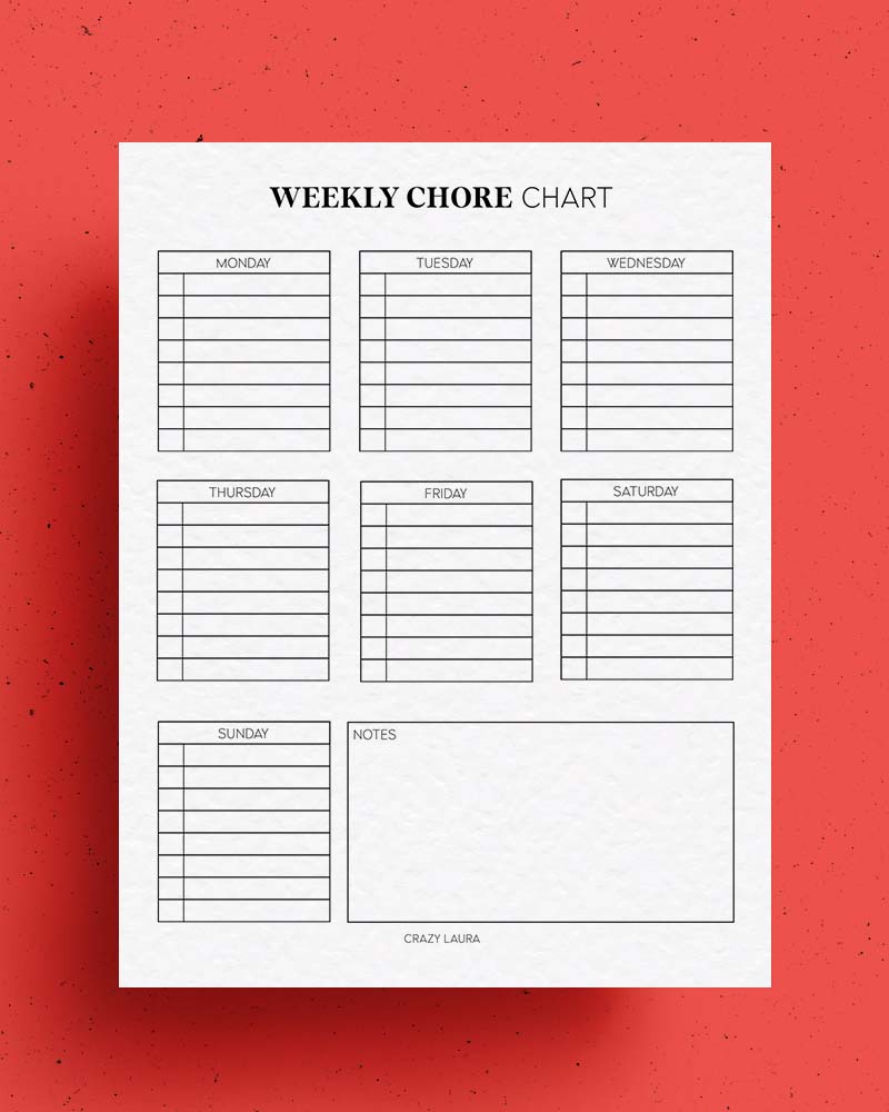 weekly chore chart for kids