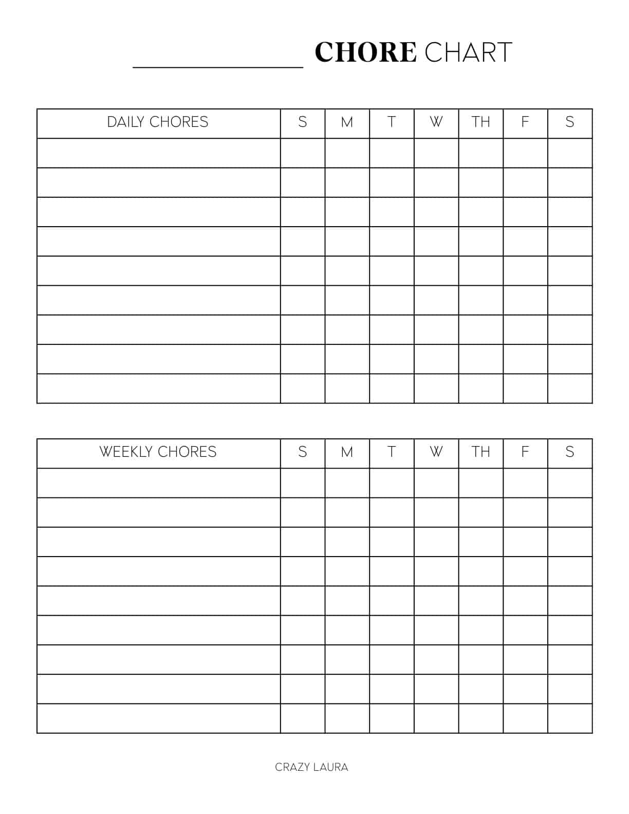 free printable chore trackers for kids