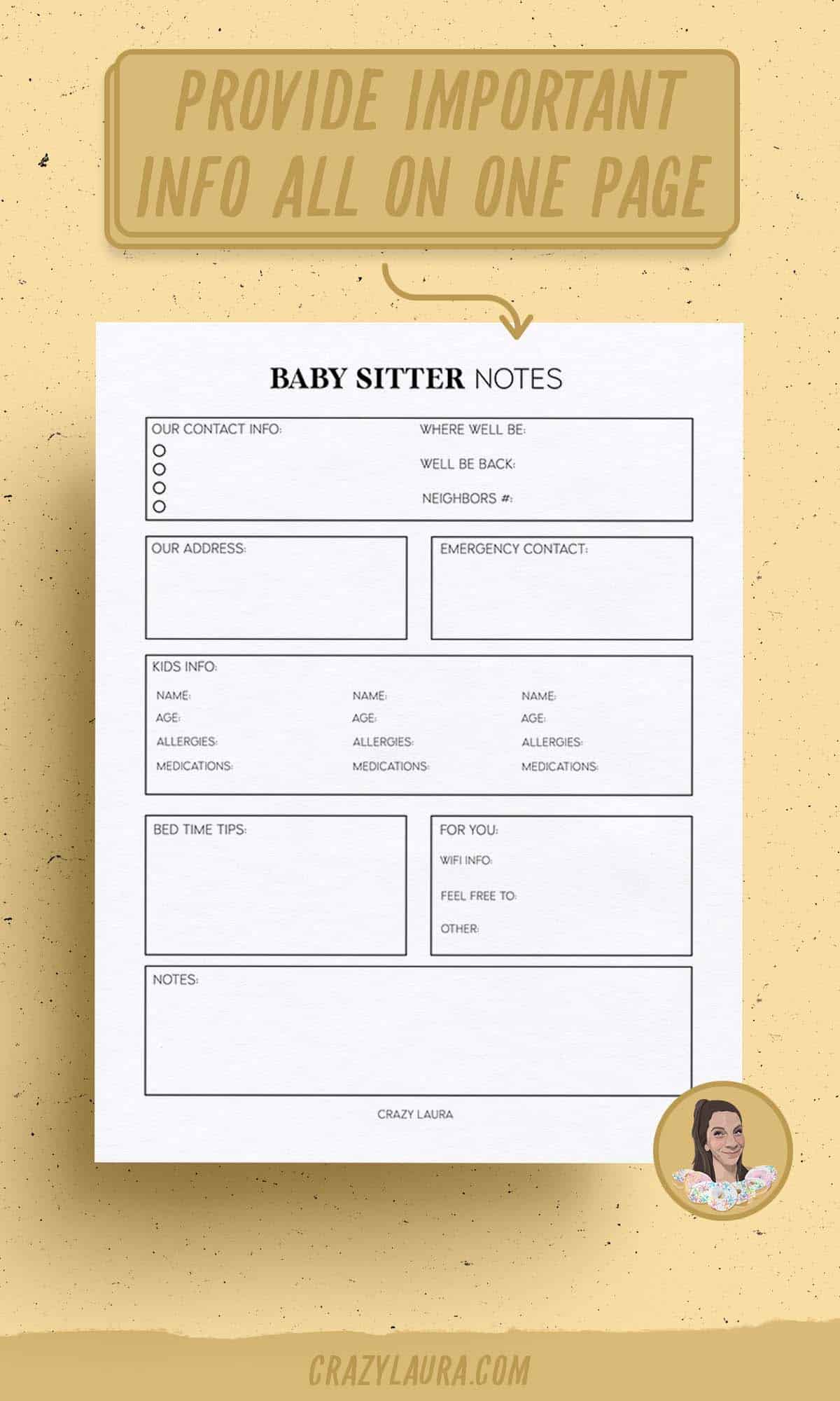 free baby sitter not printable