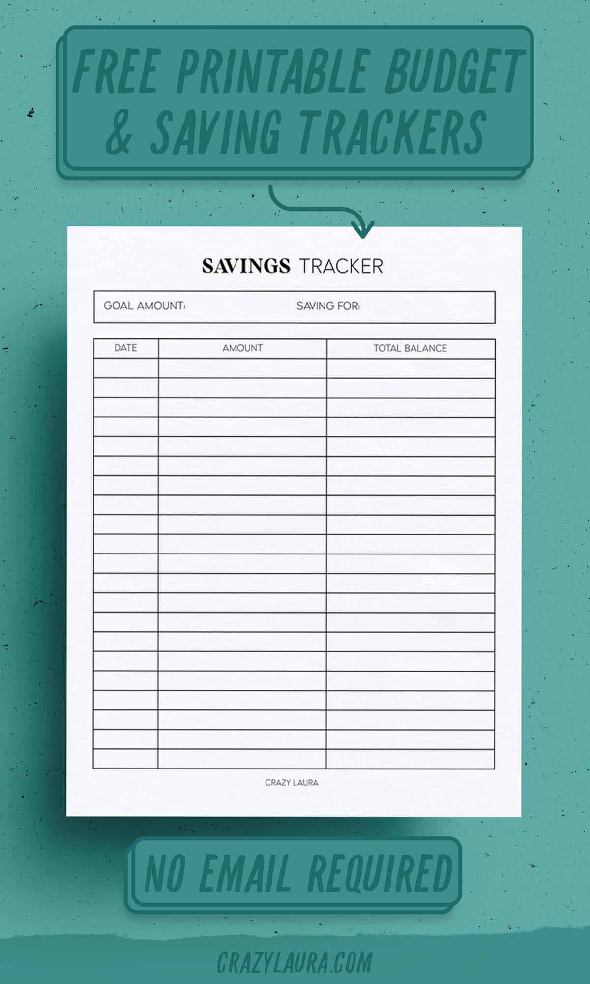 free budget tracker page inserts