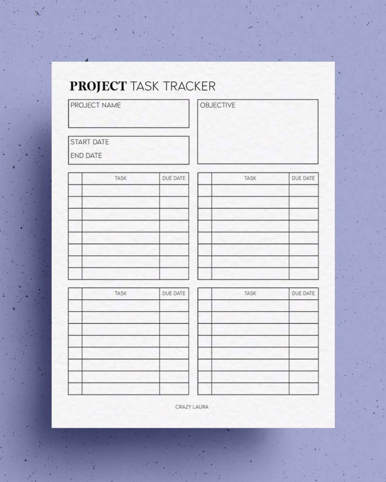 Free Project Planner Printable & Overview PDF Sheets - Crazy Laura