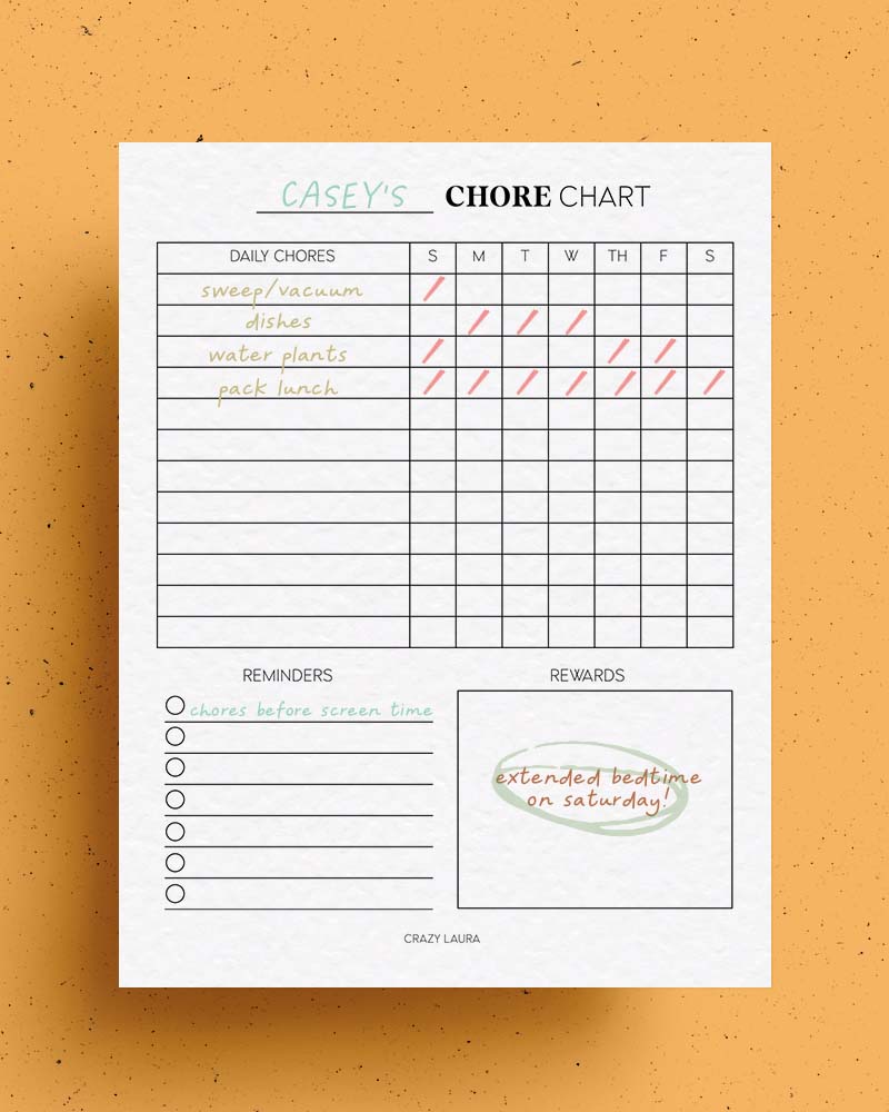 free chore chart for kids