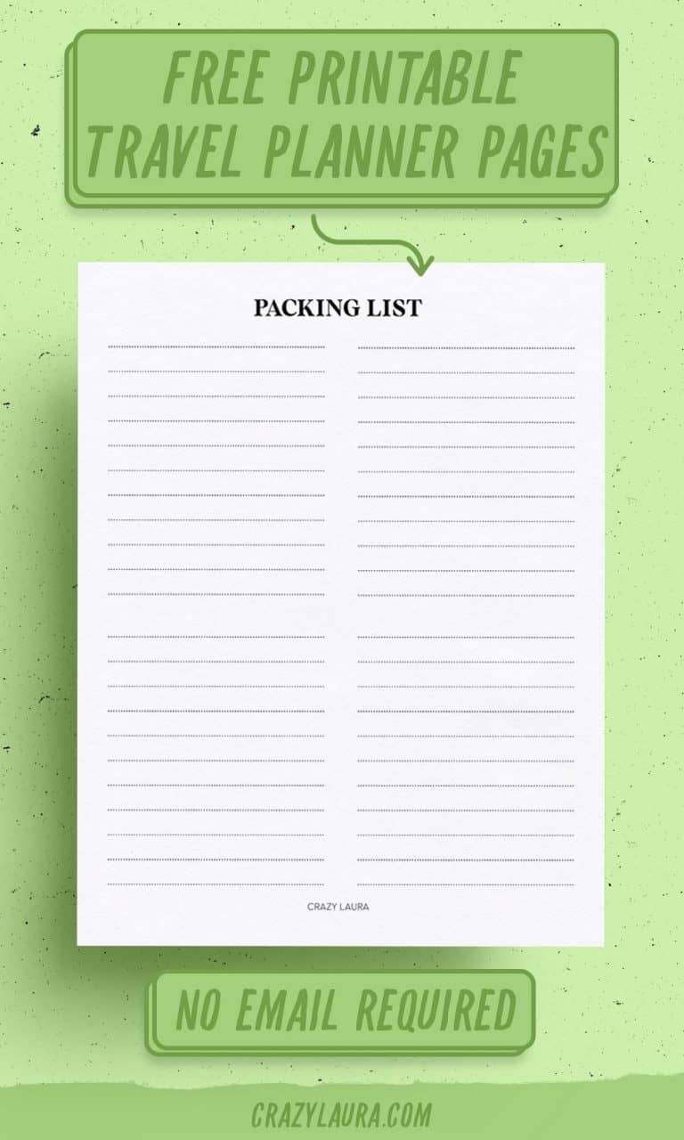 Free Travel Planner Printable & Packing List Tracker Sheets - Crazy Laura
