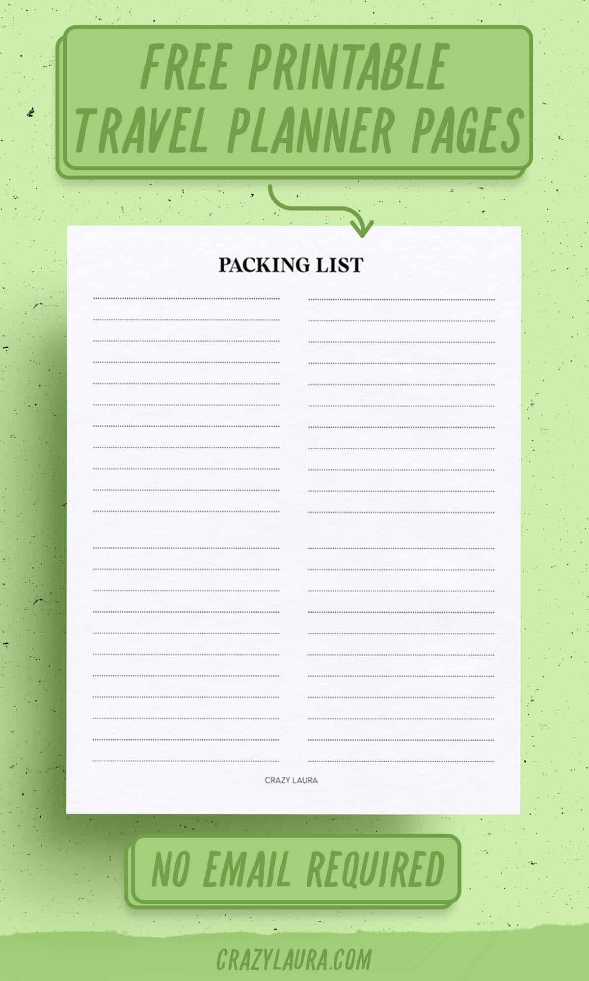 blank printable packing list