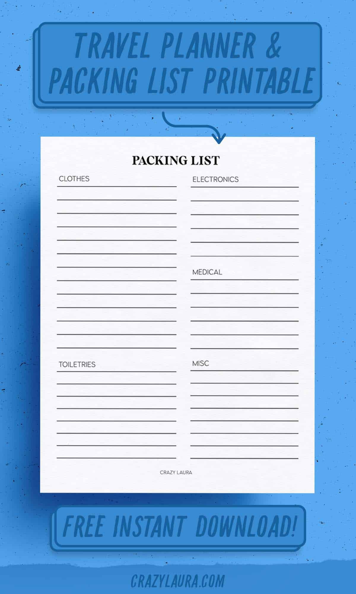 categorized printable packing list