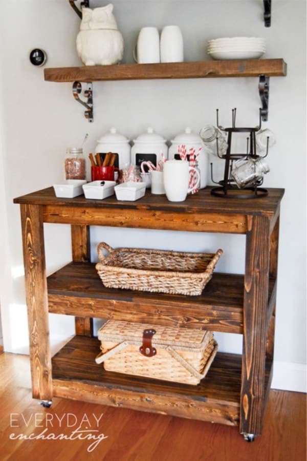 wooden bar cart for kitchens
