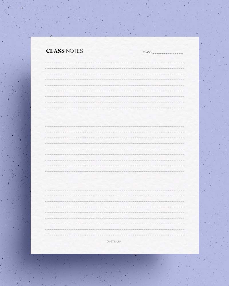 simple class notes printable