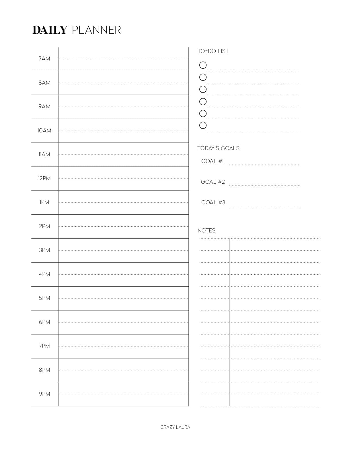 printable daily planner page