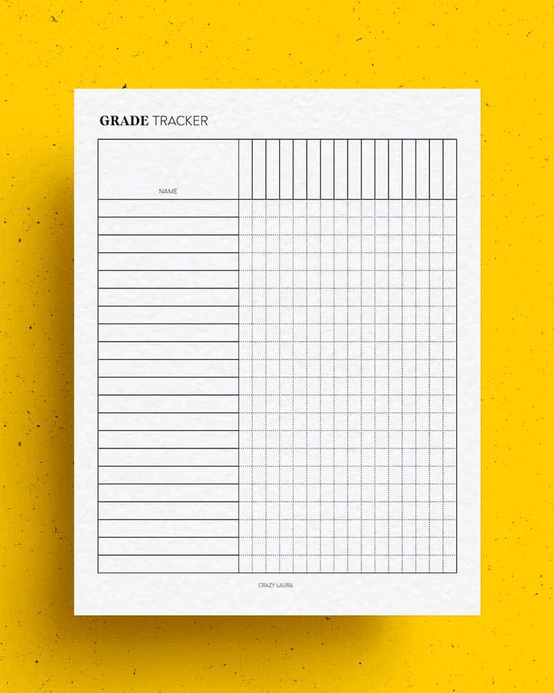 simple grade tracker printable for teachers