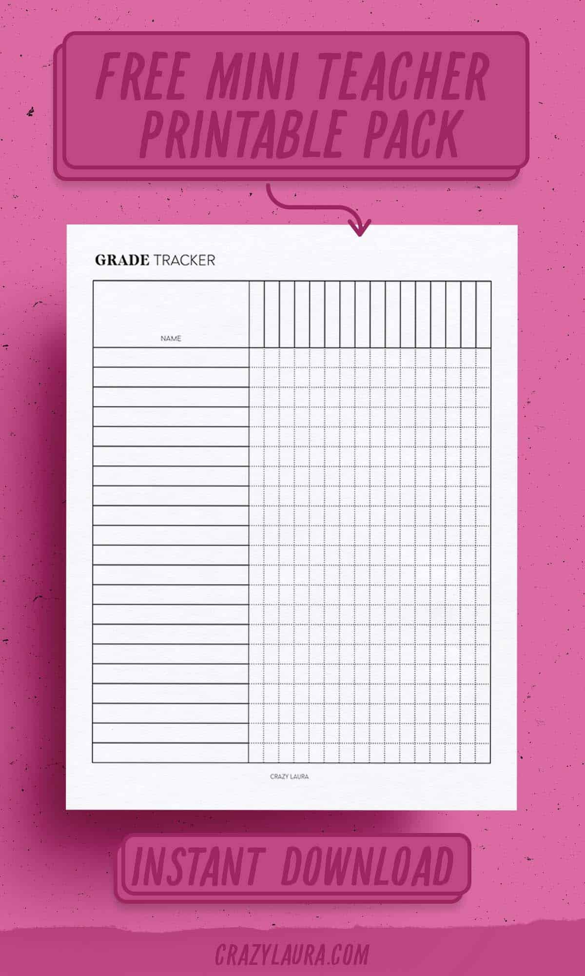 simple printable grade tracker