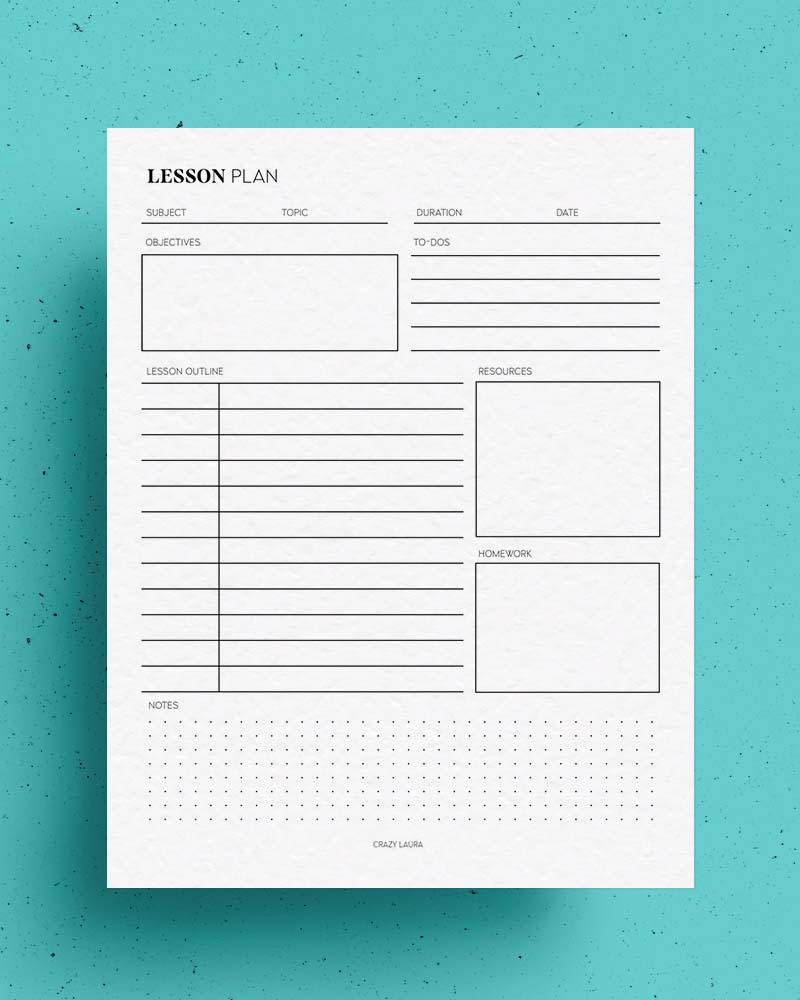 blank lesson plan printable for teachers