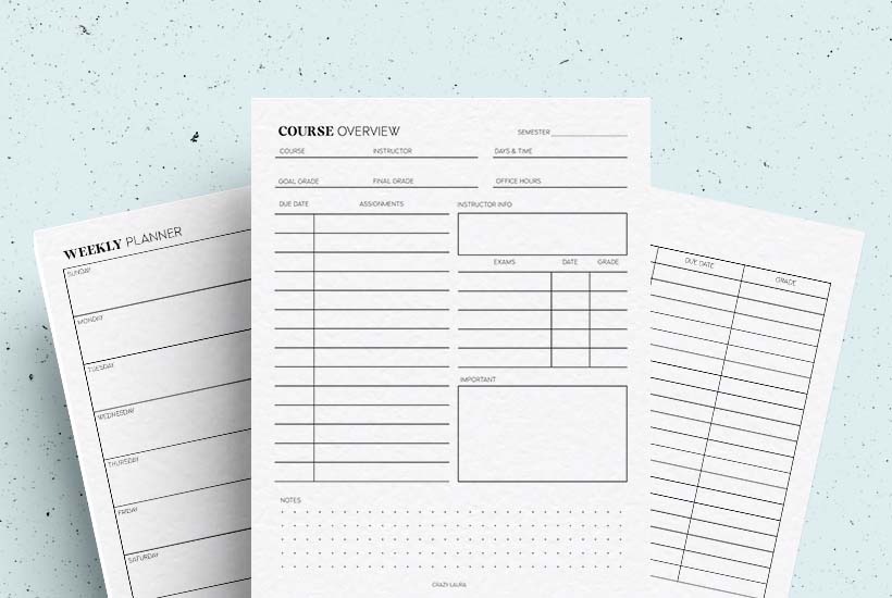 Free Student Printable Trackers For Organization