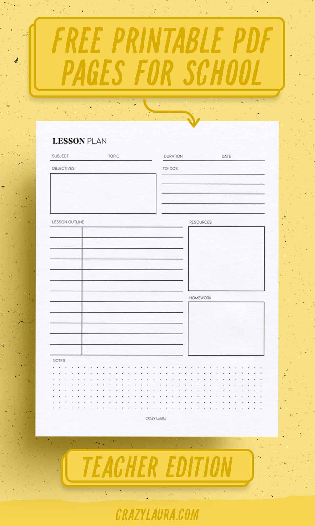 blank lesson plan printable page