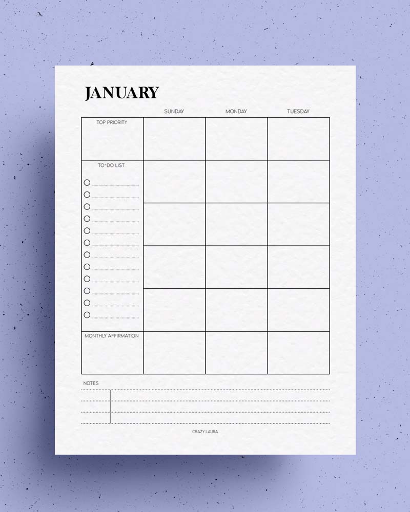 blank calendar printable for students