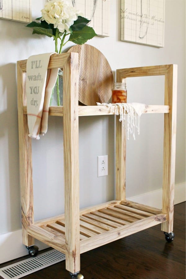 handmade wooden kitchen bar cart