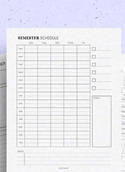 printable planner pages for students