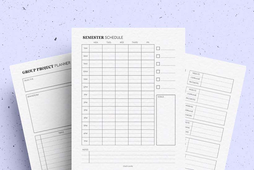 Student Planner Printable Pack With 16 Pages