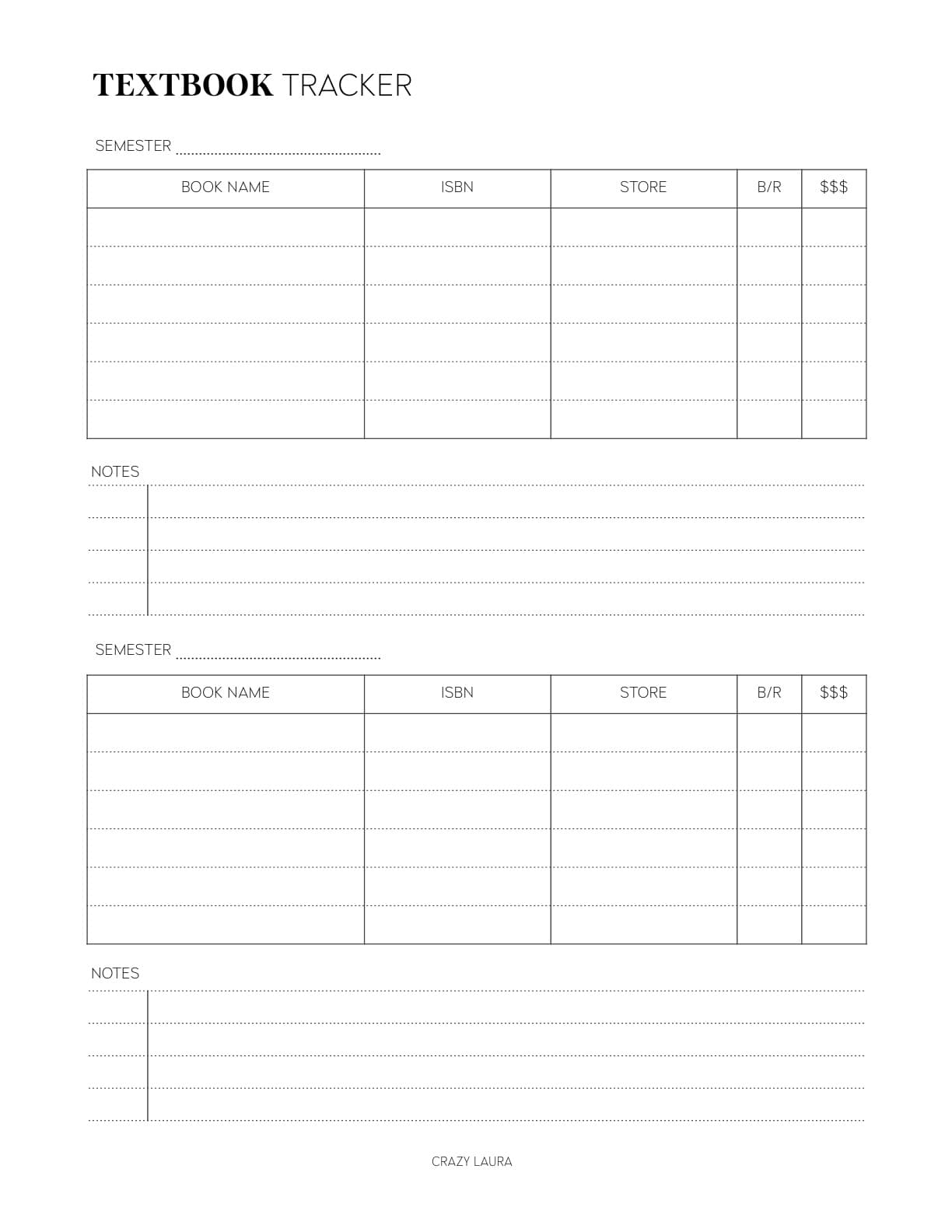 simple student textbook tracker