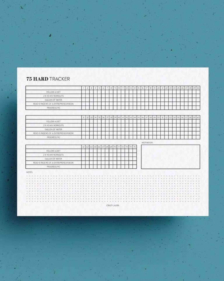 Free 75 Hard Tracker Printable With Two Versions for 2025