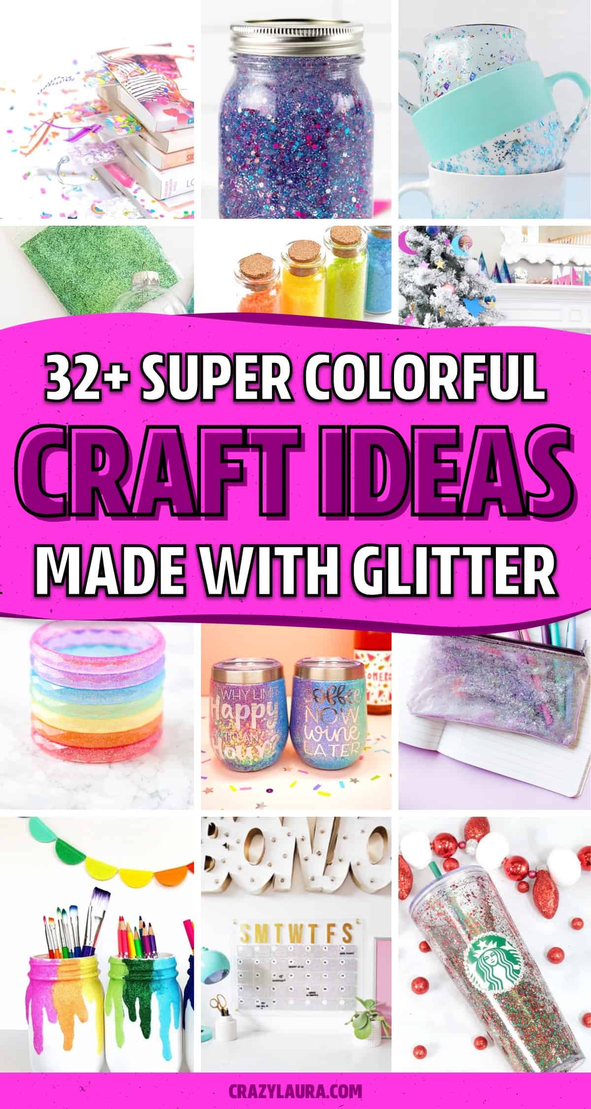 bright and colorful glitter crafting ideas