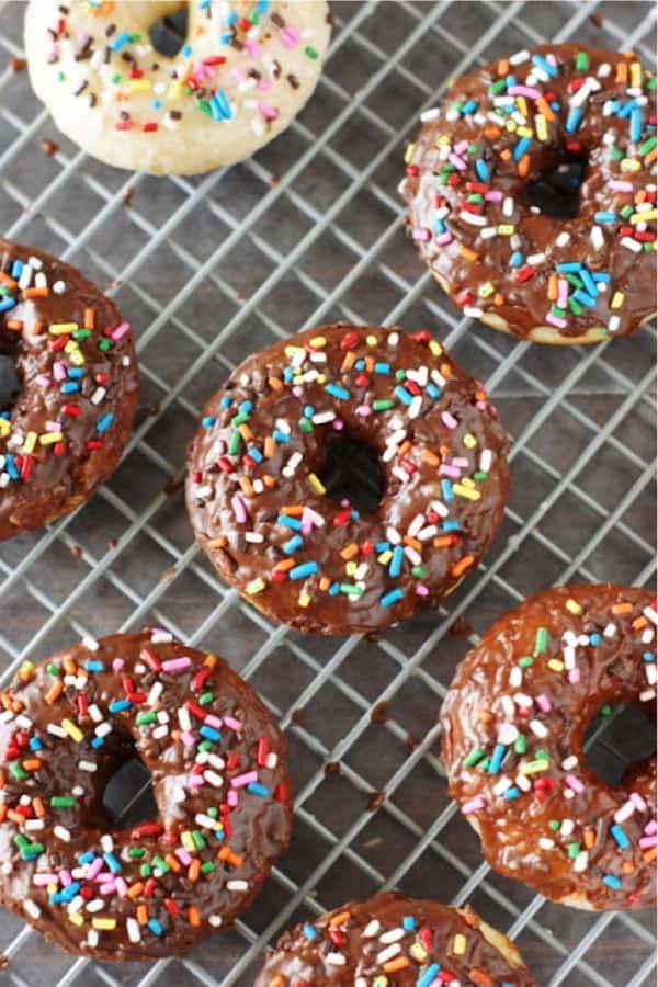 homemade baked donut recipe with chocolate frosting