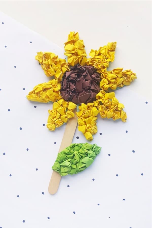 tissue paper sunflower craft for kids