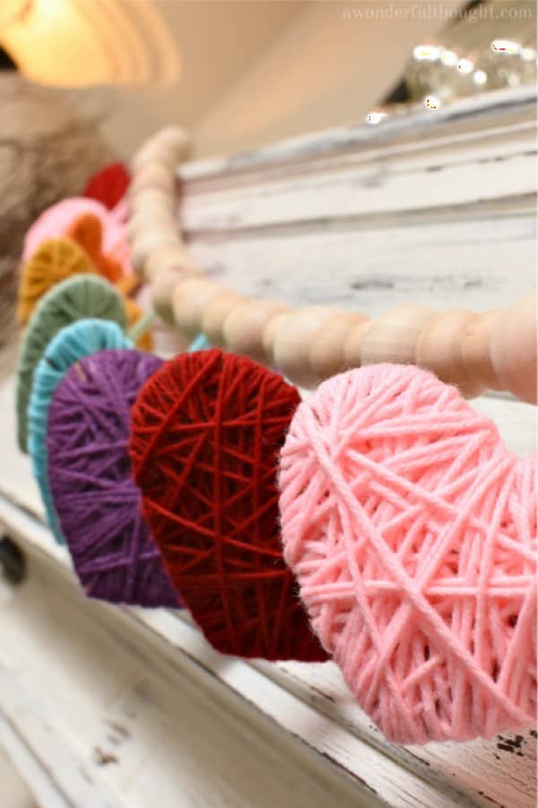 heart shaped yarn garland craft