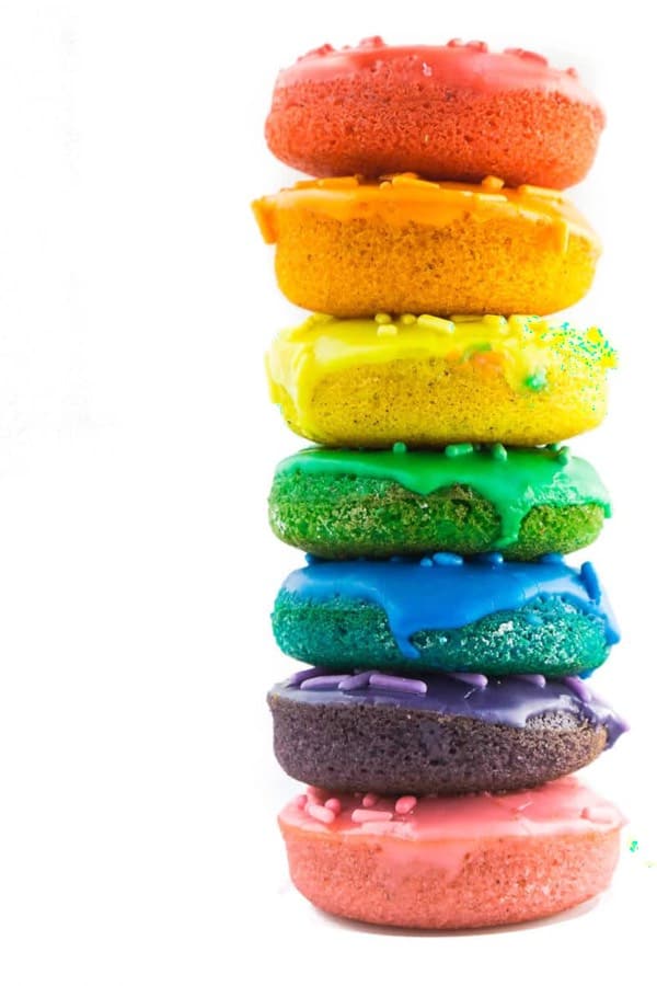 how to make rainbow colored donuts at home