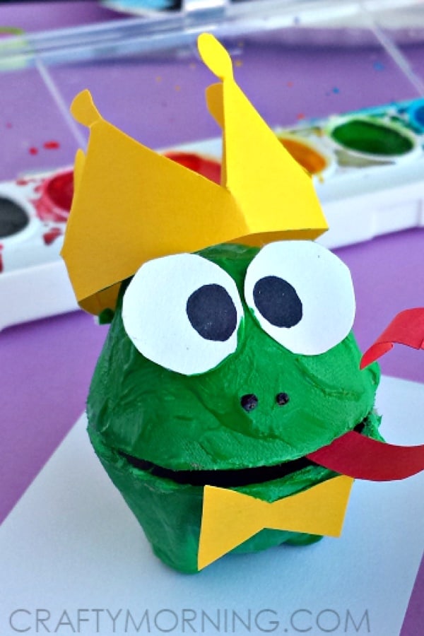 frog craft for kids with egg cartons